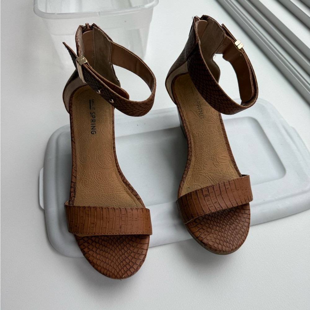 Call it spring Women's Tan Wedge Sandals